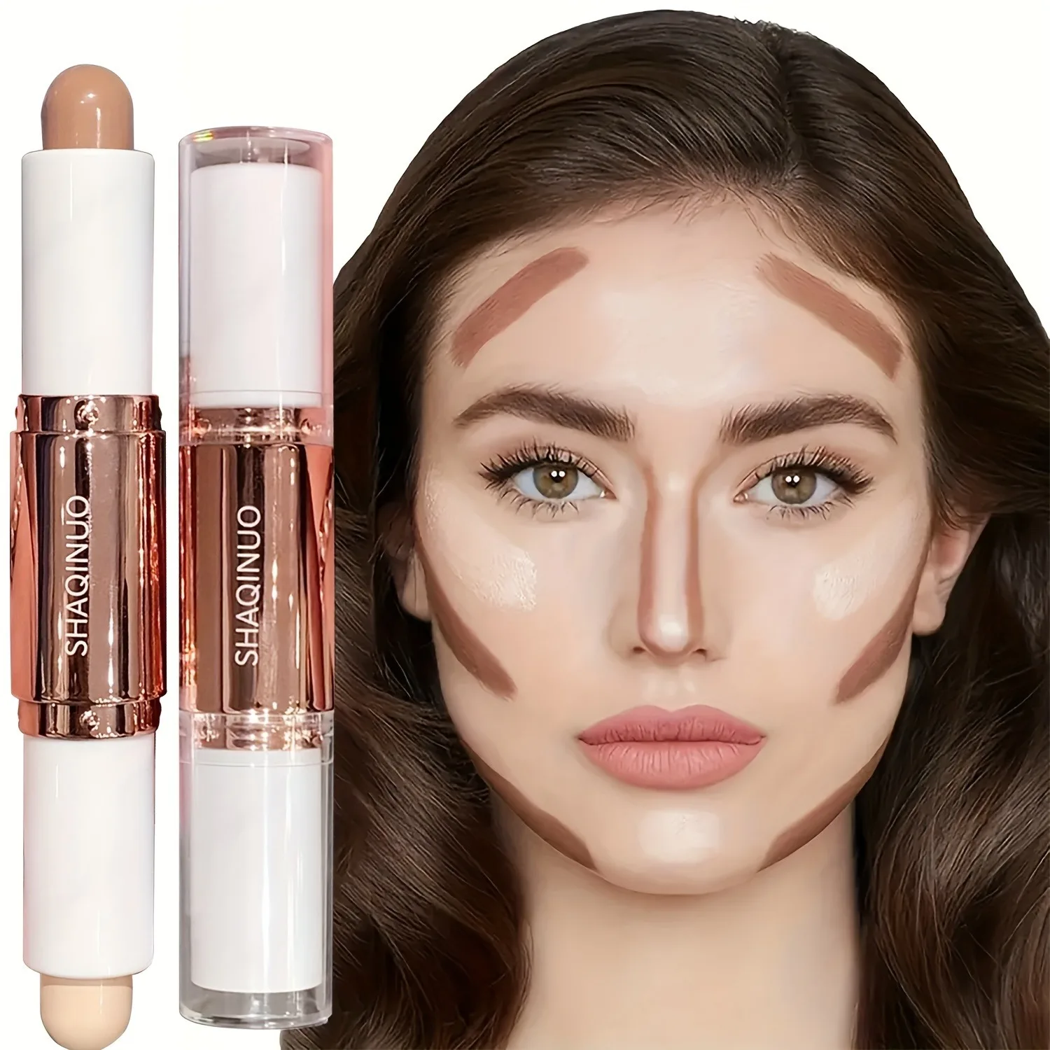 Contour & Highlighter Stick, Water Resistant Duo, Face Sculpting Makeup, Natural Finish, All Tones Multi-purpose Face Cosmetic