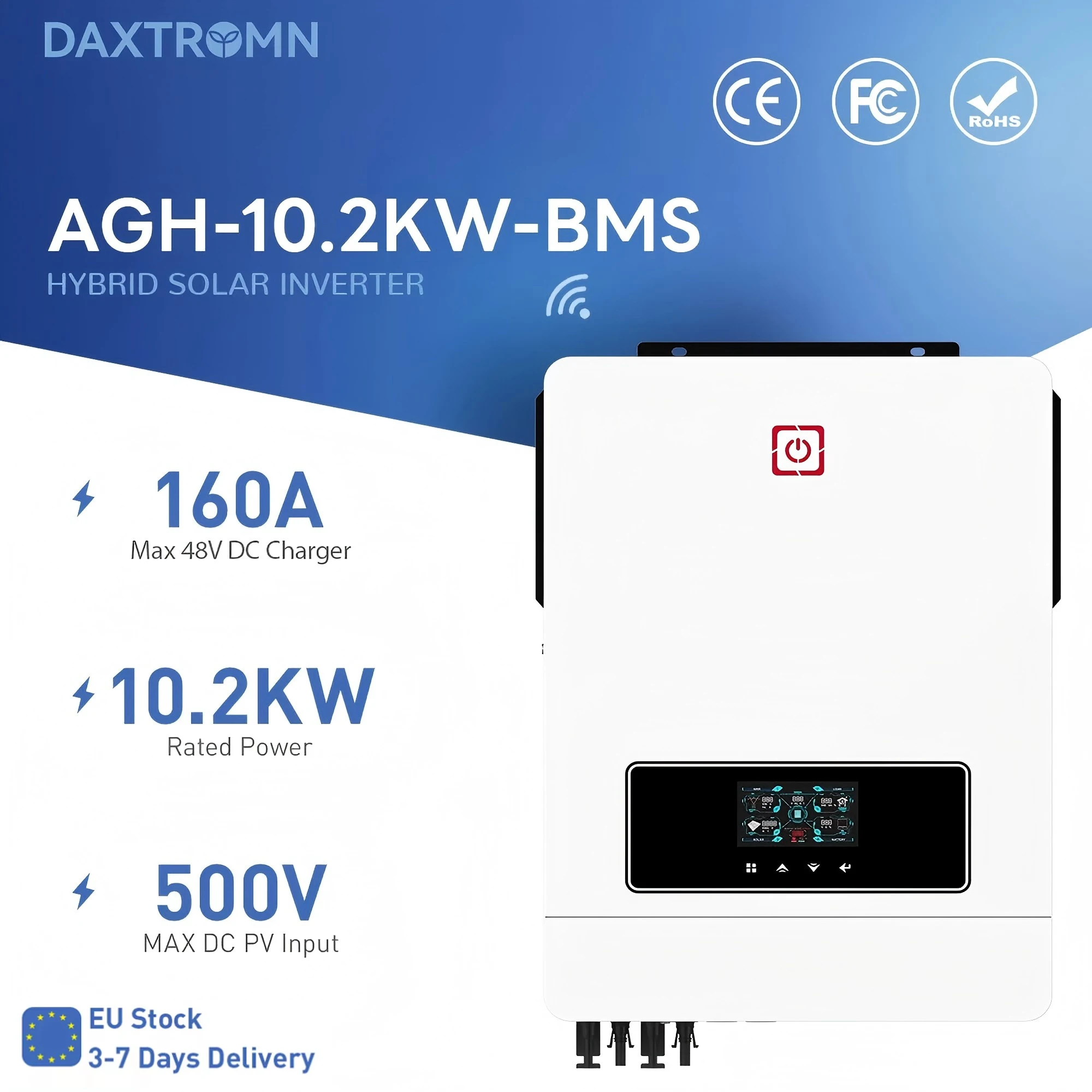 Daxtromn Solar inverter hybrid 10.2KW 2mppt 6.2KW 48vDC 4.2KW On/Off Grid 3.2KVA 24VDC 1KW 12VDC home inverter Pure Sine Wave