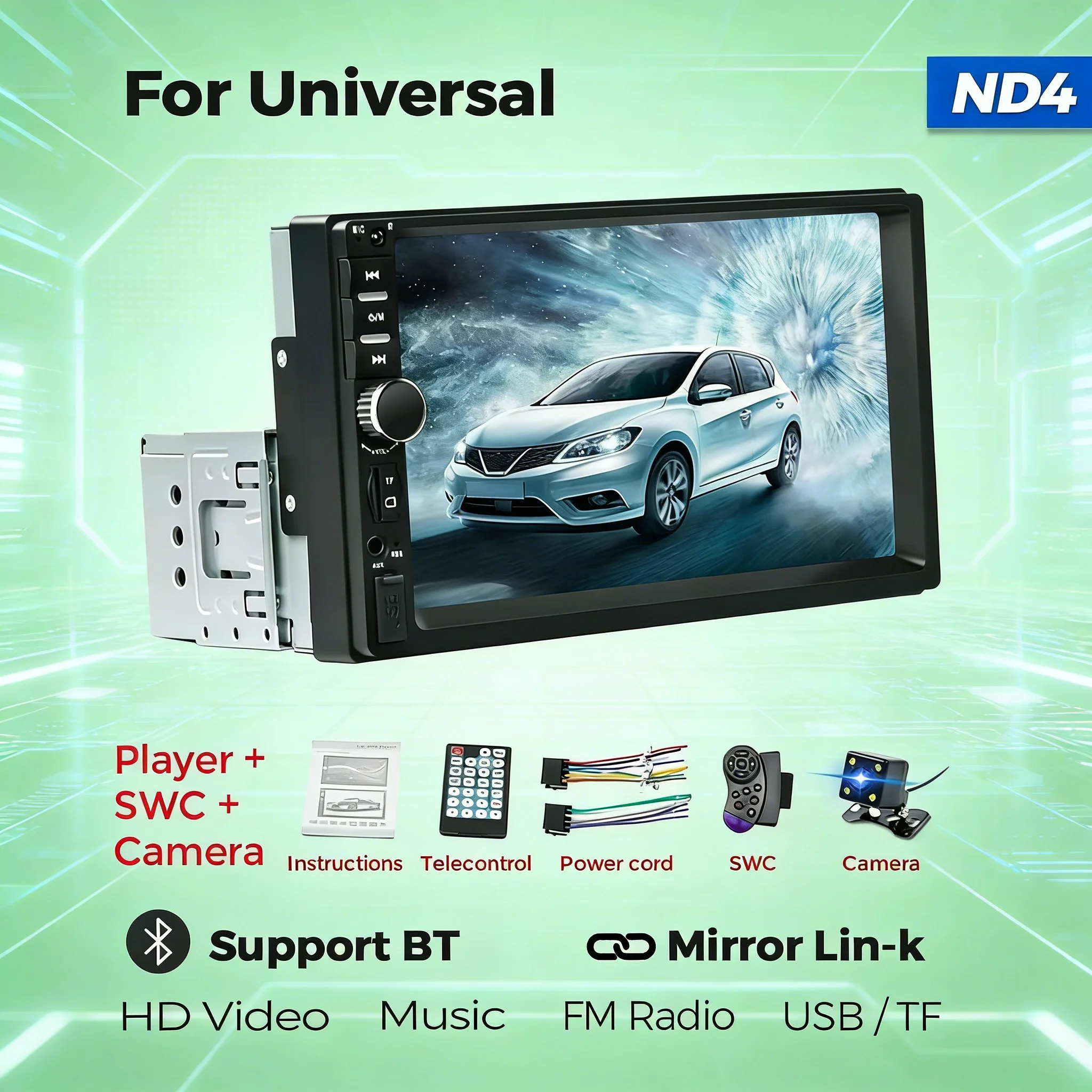 

1 Din MP5 Player Car Radio For Universal Autoradio Multimedia Player Auto Audio USB BT TF Card 7 Inch HD Touch Screen Video SWC