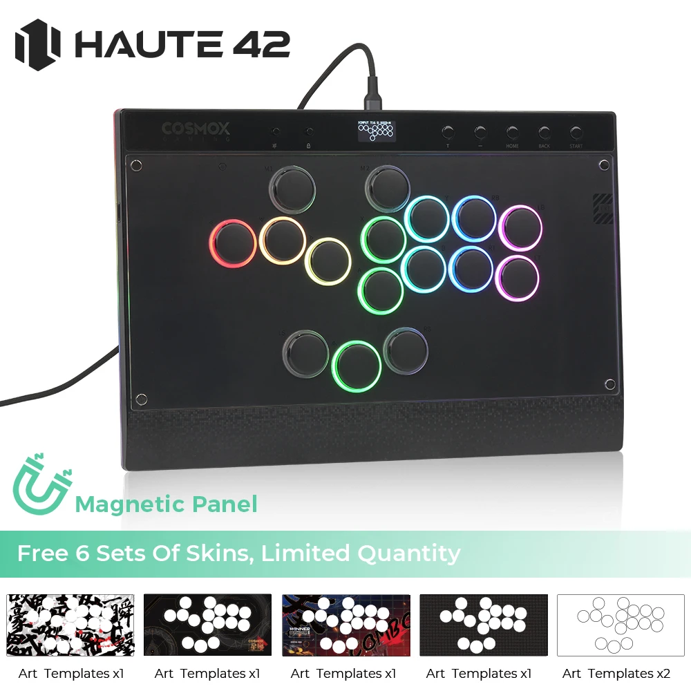 Haute42 C16 Магнитный контроллер Hitbox без рычага Arcade Stick для PS4/PS5/кнопочный обод переключения Stickless Hitbox Fightstick