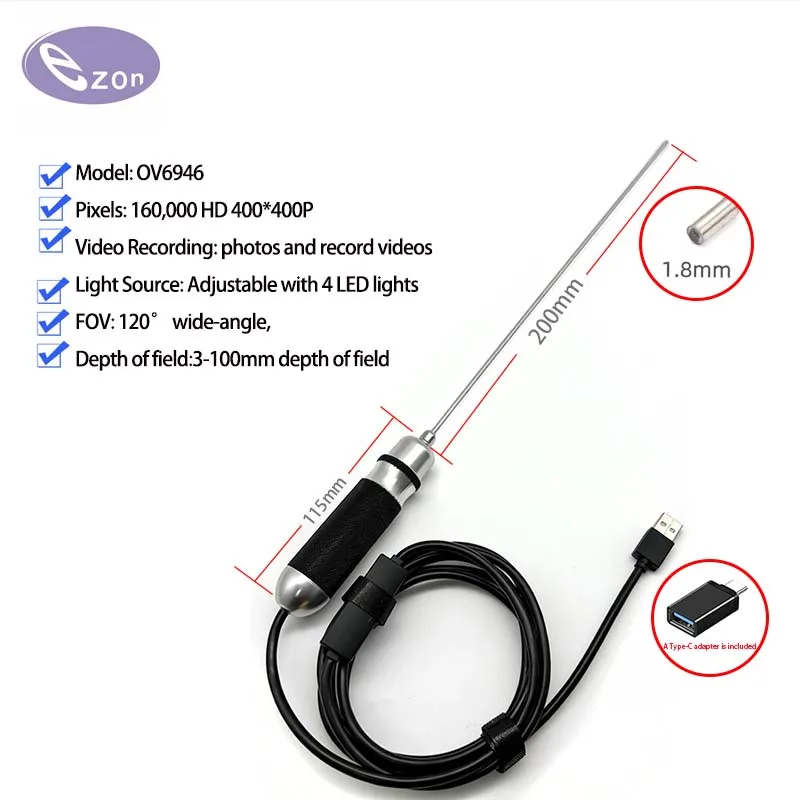 【2026 New Product】OV6946 Ultra-thin Long-tube USB Endoscope - Precision Instrument Inspection Tool