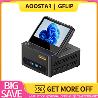 AOOSTAR GFLIP Mini PC Barebone (No RAM No SSD), 5 inch 1920*1080 60Hz Screen, AMD Ryzen Al 9 HX 370 12 Core Max 5.1GHz, 2*USB4+HDMI 4K 240Hz Triple Display, WiFi 7, 2*2.5G RJ45, 2*USB3.2, 2*USB2.0, 1*OCuLink, 1*Audio, Fingerprint Unlocking