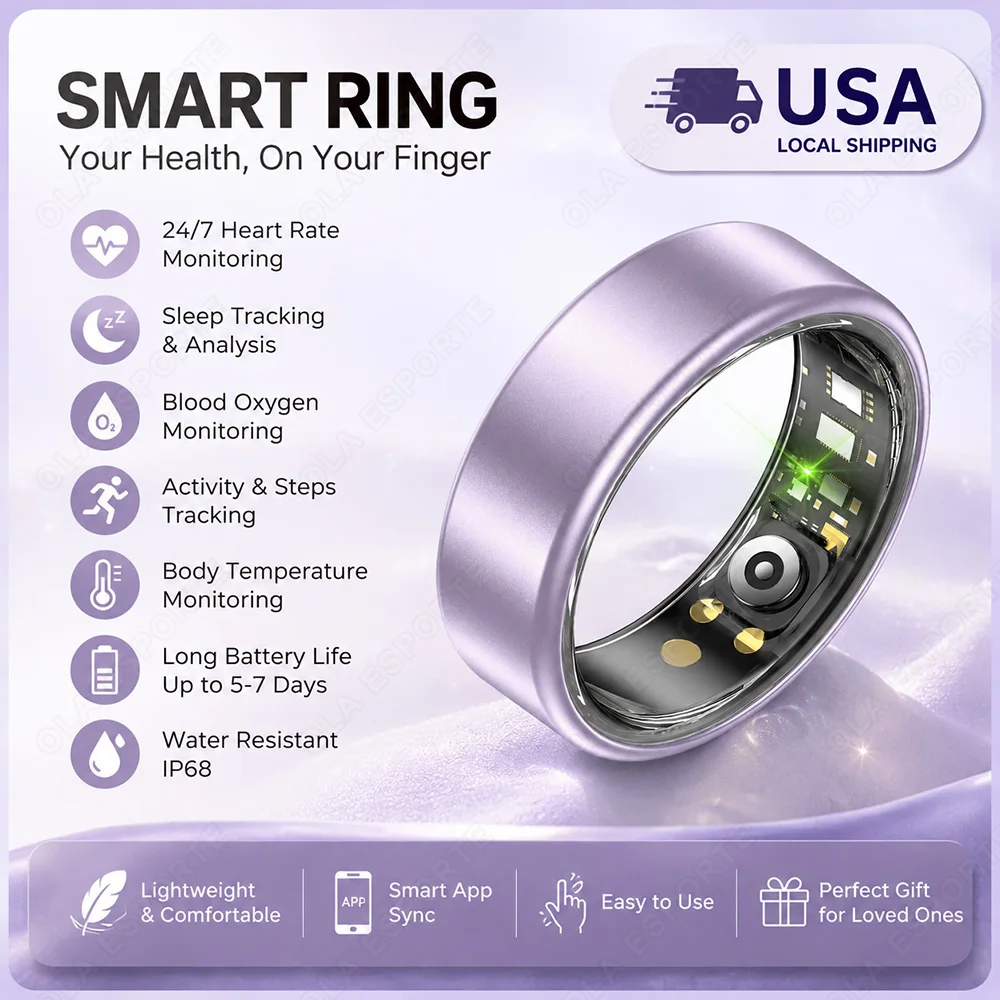 Multi Color Multi Size Smart Ring Heart Rate Blood Pressure Blood Oxygen Remote Control Photography Multifunctional Sports Fitness Tracking Step Counting Smartring 2026 New