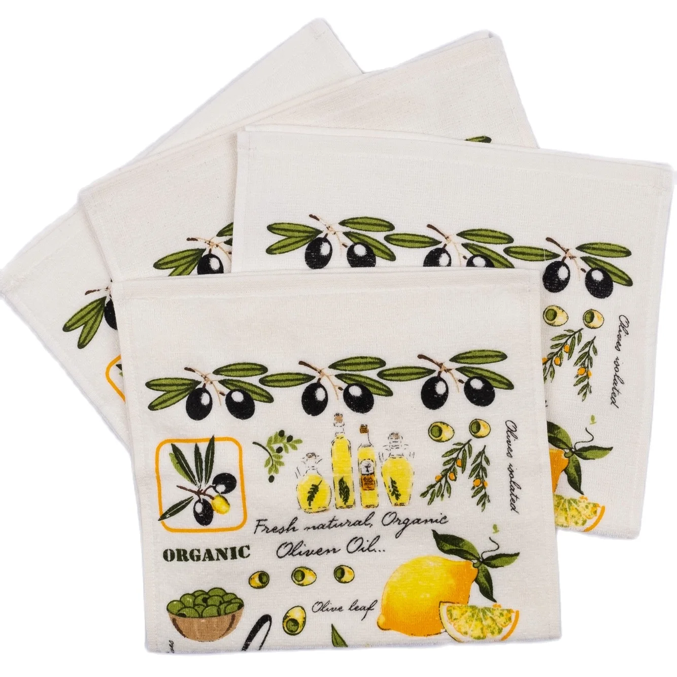 Home Design Lemon Kitchen Dish Towel Set of 4 Pieces, 100% Cotton