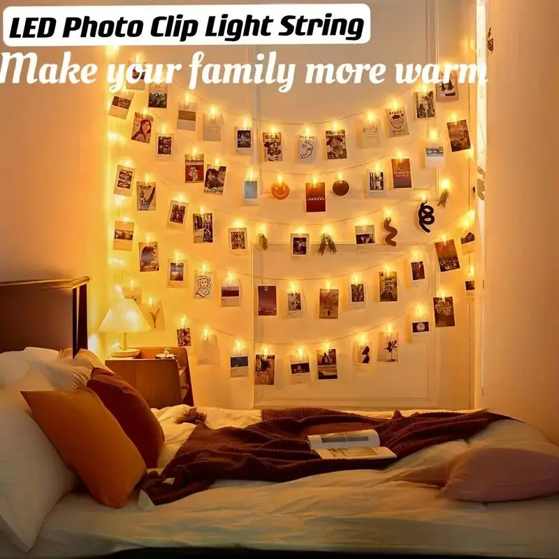 LED Photo Clip Light Card Holder 3m/5m/10m Fairy String Lights Battery Operated For Wedding Birthday Party Decor