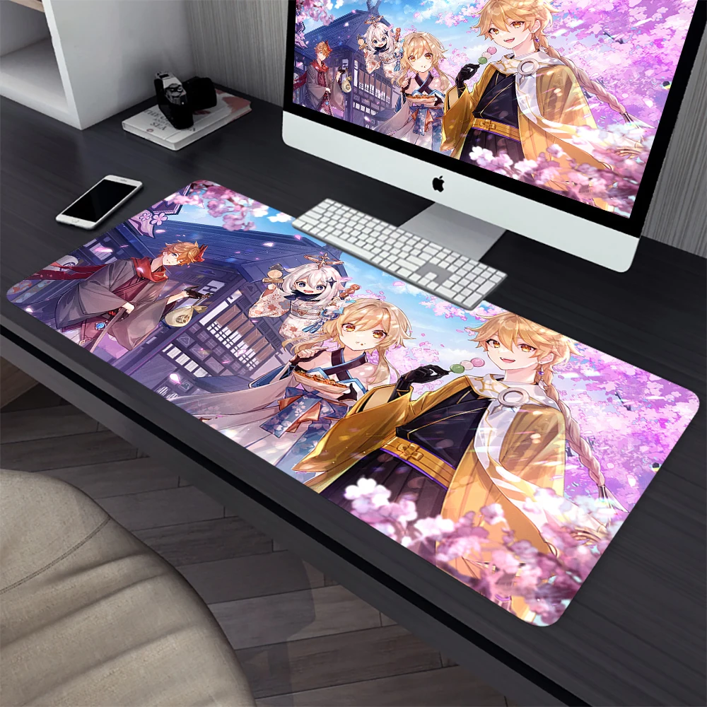 Genshin Impact Tartaglia Large Gaming Mouse Pad Computer Mousepad PC Gamer Mouse Mat Office Mausepad XXL Keyboard Mat Desk Pad