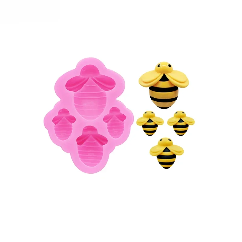 3D abeille porte-clés boucles d'oreilles moule en Silicone bricolage abeille argile résine époxy accessoires Silicone moules gâteau chocolat moules