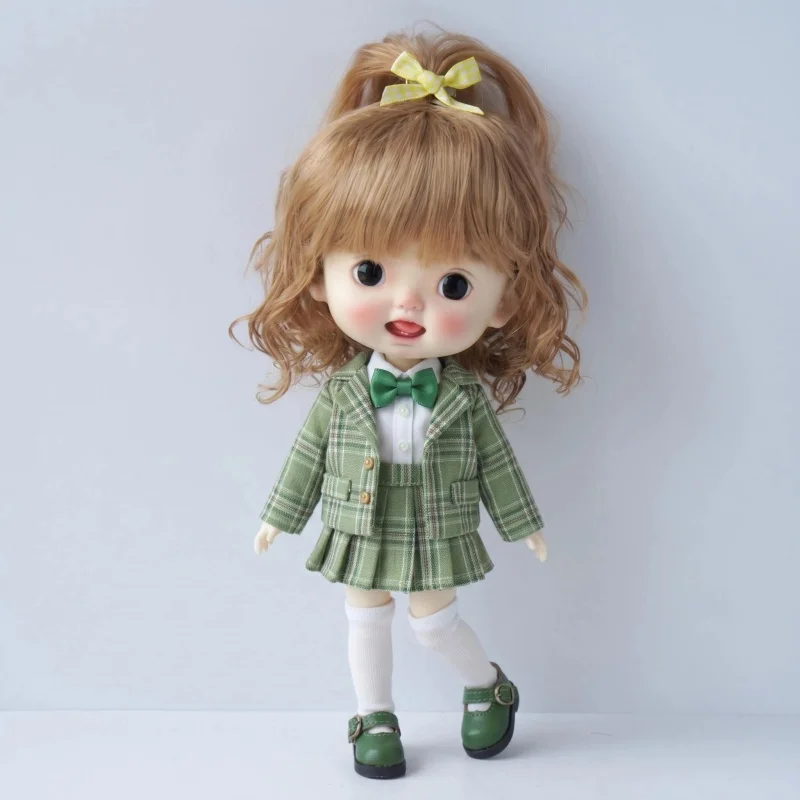 BJD Wig From 3-4inch to 11-12inch Wig Soft Hair Full Bangs Up Braid Wig Half Ponytail Short Curly Wavy Hair Fit All Inches Head