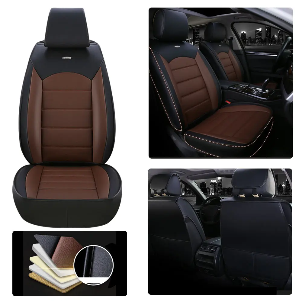 

Faux Leather Car Seat Covers-Front row 2seat,Universal Fit,Lumbar Support,Waterproof,Anti-Slip,Durable for Cars,SUVs,Truck