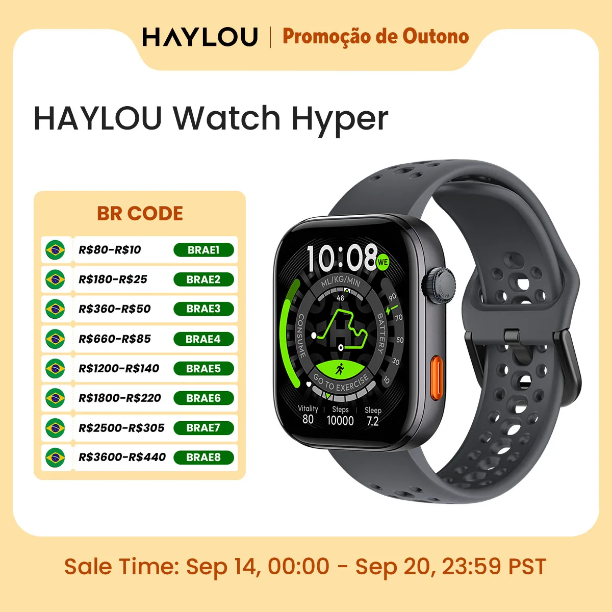 Relógio HAYLOU Hyper Smartwatch com Tela AMOLED de 1.97", Suporte a GPS de Dupla Banda, Bússola, Mapas Offline, Resposta a Mensagens, Smart Watch 5ATM