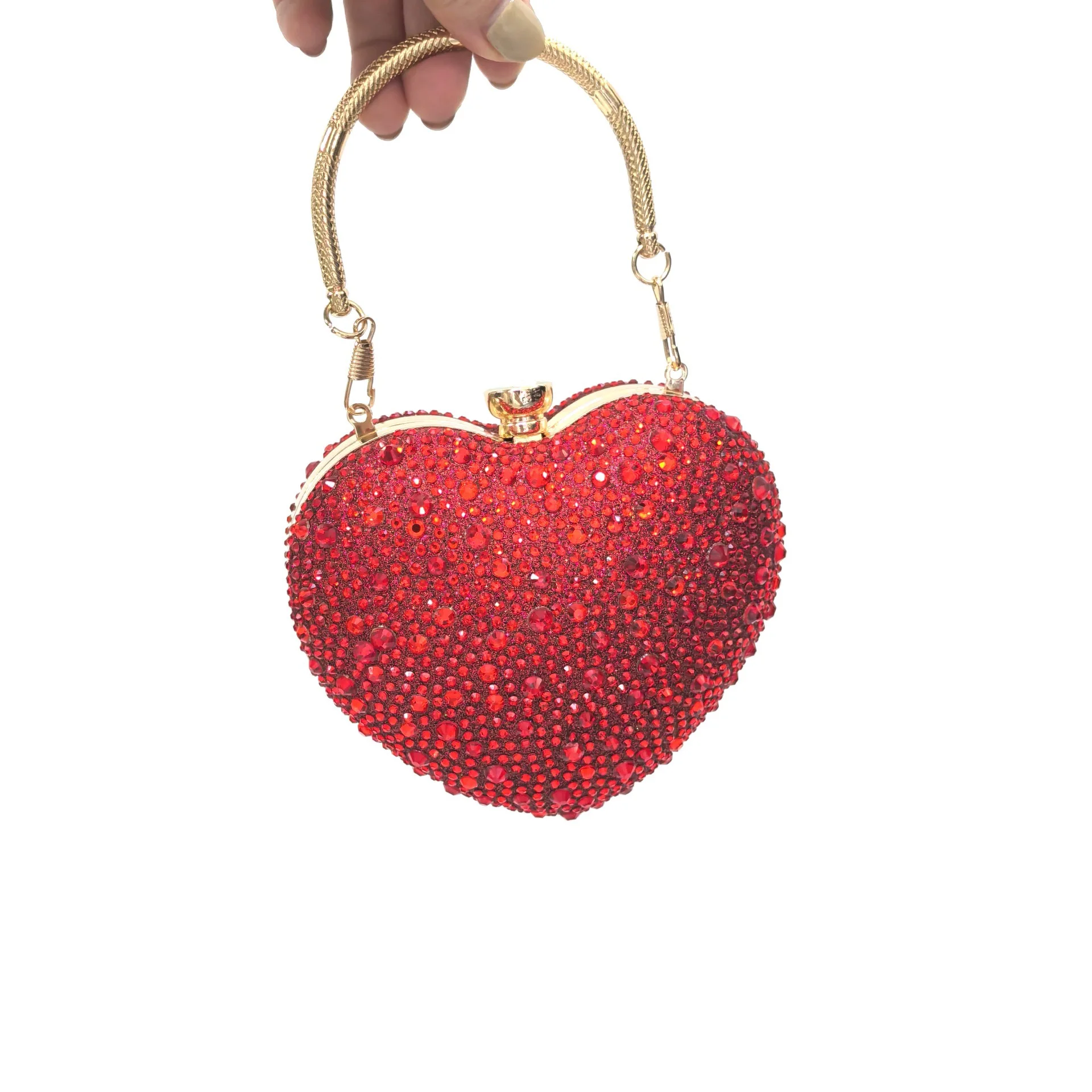 New Diamond Love Heart Bag Double Chain Mini Colorful Red Love Crossbody Damska torba ślubna Sukienka damska Prezenty dla dziewczyny