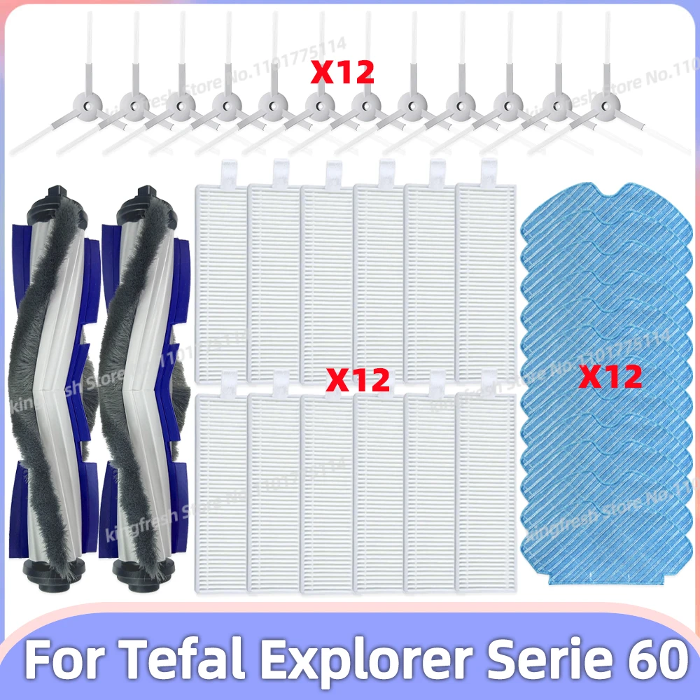 Fit For Rowenta Tefal Explorer Serie 60/RG7447, RG7455, RG7447wh Vacuum Parts Roller Side Brush Hepa Filter Mop Cloth