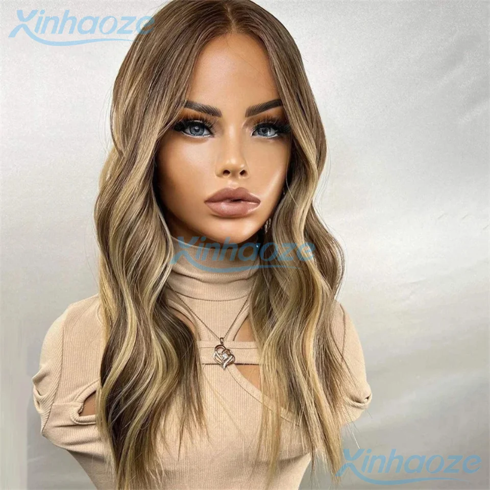 أشقر بني # 4/27 تسليط الضوء على الجسم شعر بشري مموج 5x5 الحرير إغلاق الباروكات قبل قطعها البرازيلي 13x6/360 الدانتيل الباروكات الأمامية #2