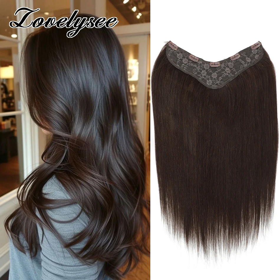 Straight V-shaped Clip in Human Hair Extensions 100% Remy Human Hair Brazilian Dark Brown Soft Hair for Women 100G 120G 140G