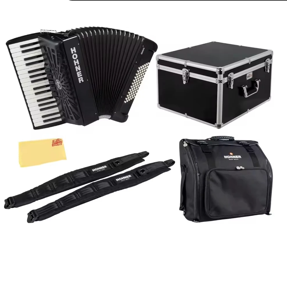 

@@..Discount-Hot Offer New Original Horner Bravo III 72 Accordion Blue Bellows Black with Free shipping