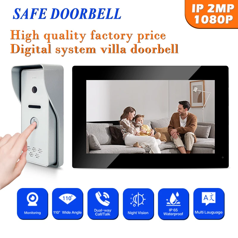 

Best Stable 7'' Full Touch Screen Wired Video Intercom System Door Phone Villa Apartment Building Intercom Video 2MP Doorbell