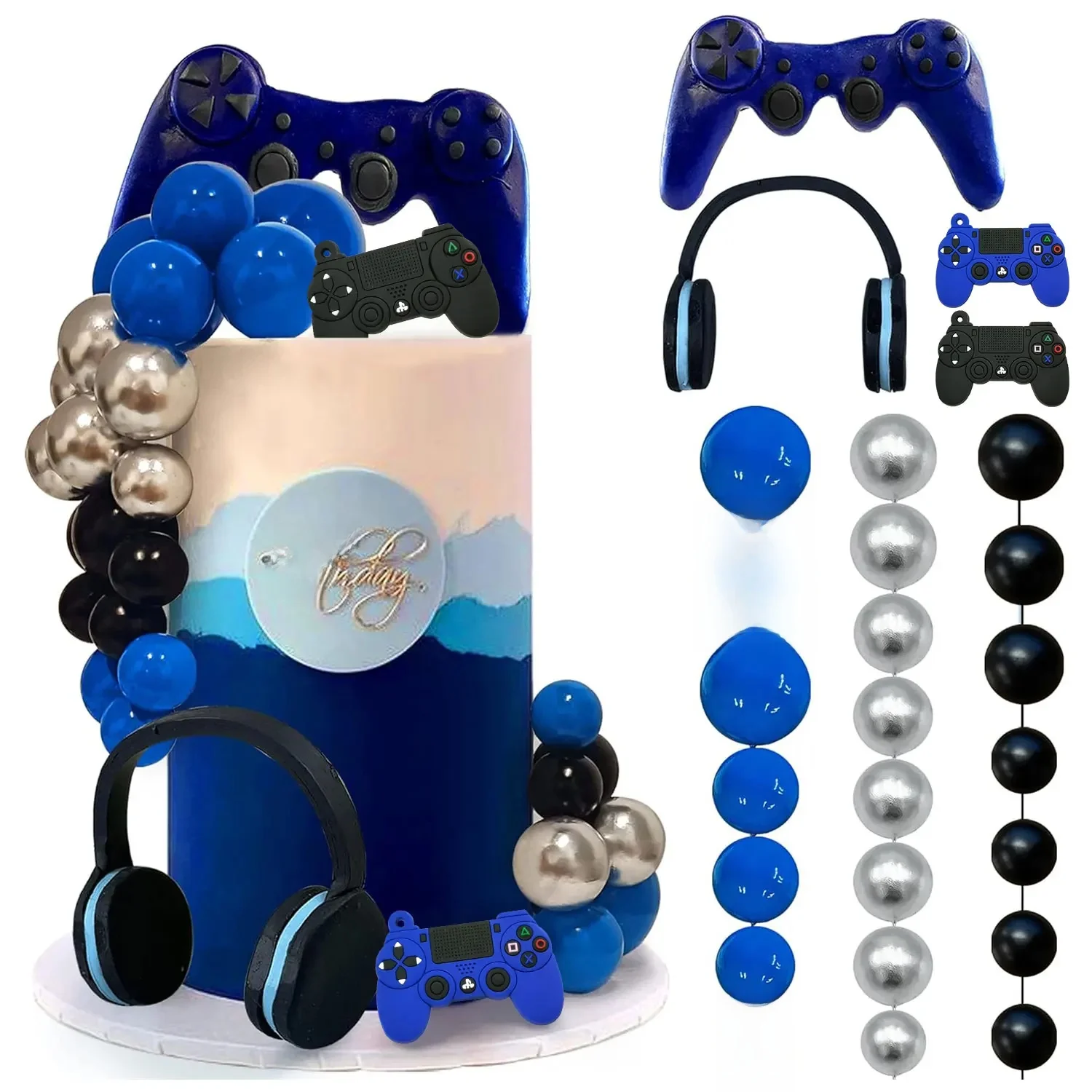 30 pièces thèmes de jeu vidéo décoration de gâteau casque balle contrôleur de jeu décoration de gâteau pour thème de jeu décoration de gâteau de fête d'anniversaire