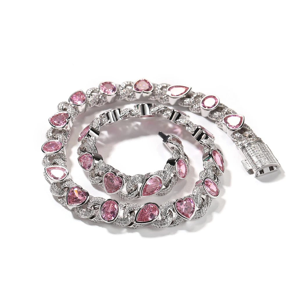 Imagem -05 - Uwin-colar Infinito para Mulheres Iced Out Coração e Gota Rosa Joias cz Fashion Presente de Natal 12 mm