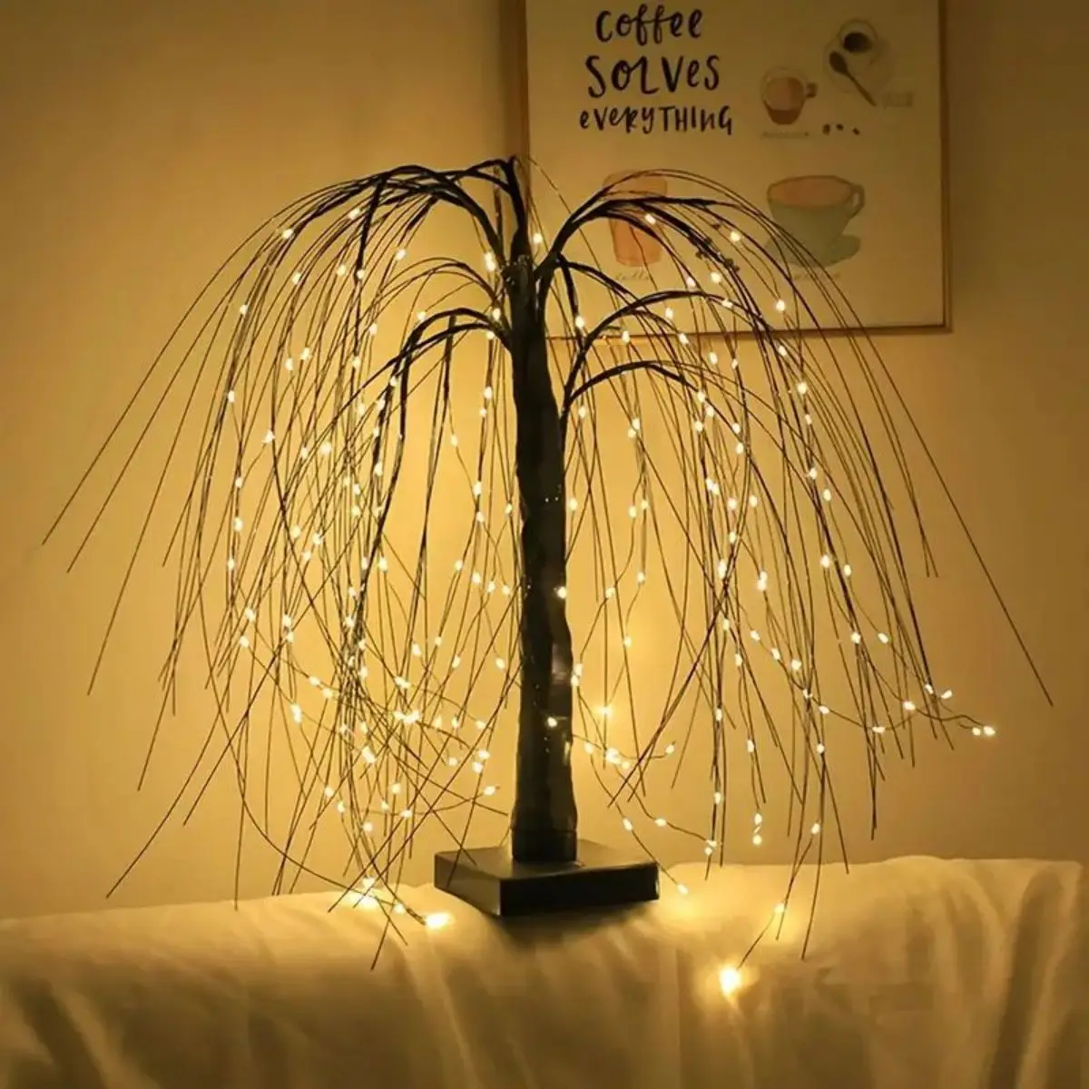 192-LEDSparkling Willow Tree Bonsai -Festive Artificial Christmas Decor - Enchanting Fairy Lights for PartyHome Bedroom & Shelf