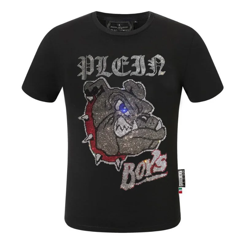 

Size S-4XL T-shirt Men Summer Skulls Pattern Rhinestones Men tees Casual Slim 2025 T-shirt Men