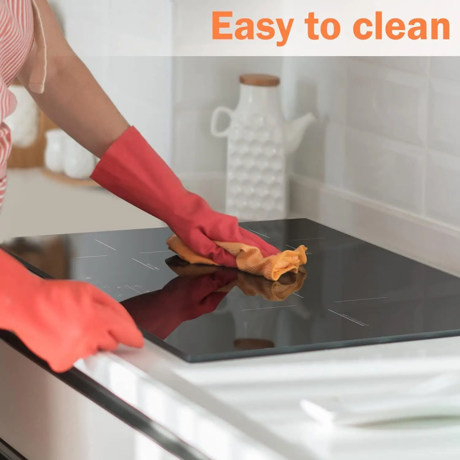 موقد كارينير التعريفي 3 شعلات، موقد حثي مدمج 60 سم، فرن كهربائي مع تحكم باللمس، مؤقت، قفل أمان، 5200 وات، واي فاي #6