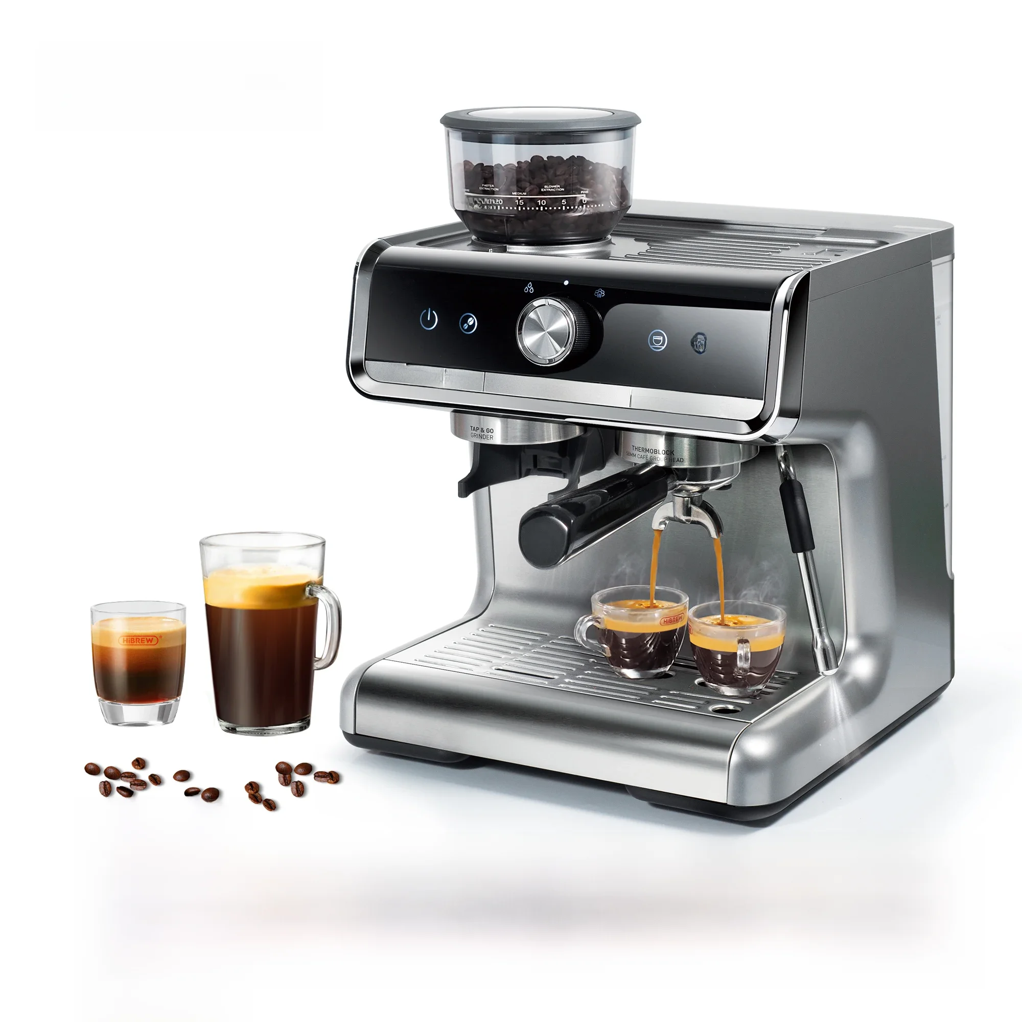 HiBREW Barista Pro 20Bar Feijão para Espresso, Cafetera Máquina de Café de Nível Comercial com Kit