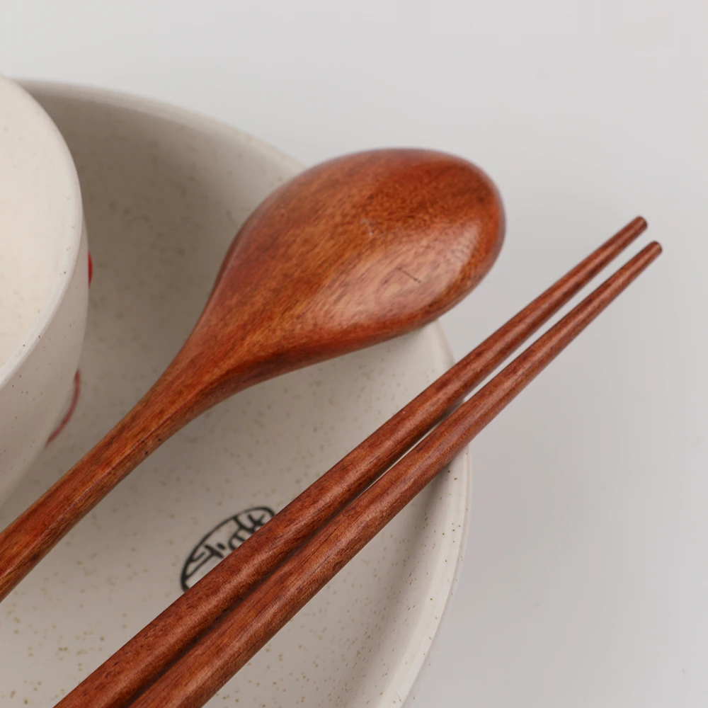 Picture 5: Travel Eco-friendly Wooden Tableware Spoon Chopsticks Set With Cloth Bag Portable Flatware Kitchen Accessory