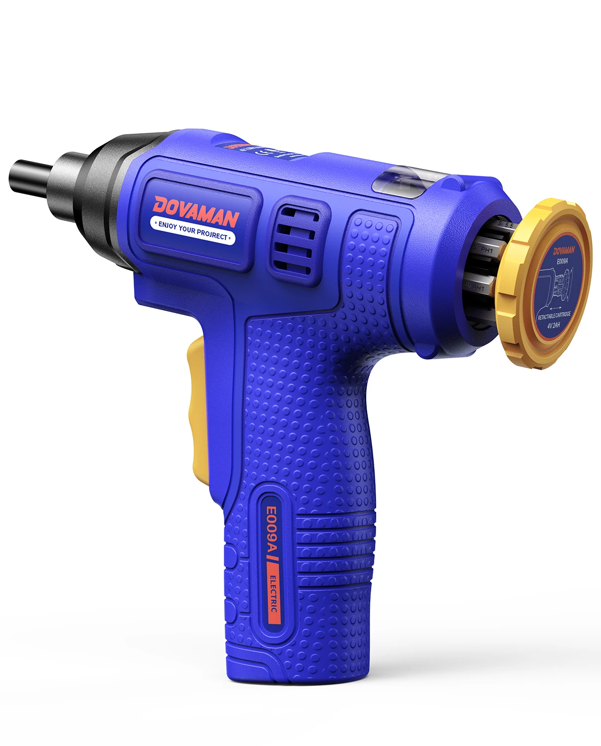 DOVAMAN Cacciavite Elettrico 6Nm, Cordless 4V, Stoccaggio Punte Incorporato, Carica Rapida Tipo C, LED, 7 Punte e Scatola di Immagazzinaggio per Fai da Te