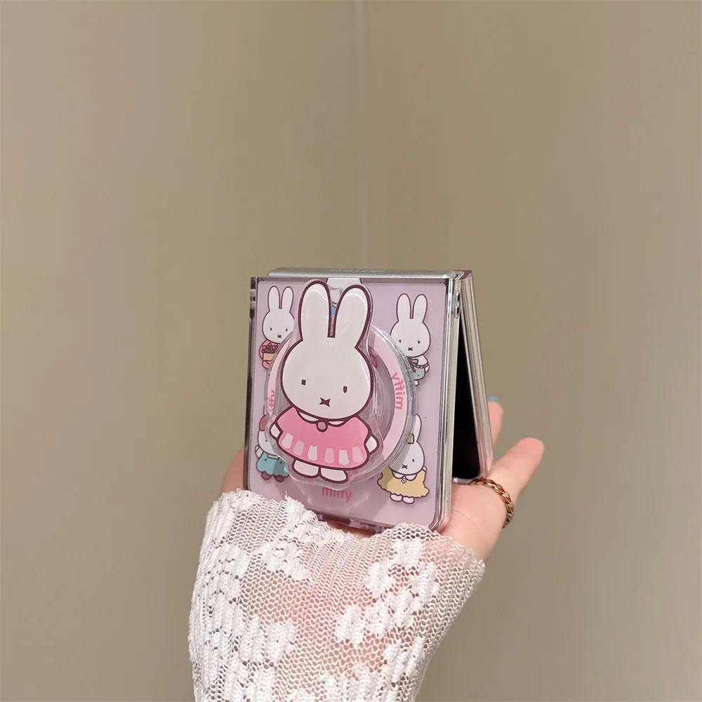 Urocze etui na telefon z motywem króliczka Miffy do Samsung Galaxy Z Flip8 7 Flip6 7FE Flip 5 6 7 8 z funkcją Magsafe i podstawką. — zdjęcie produktu 6