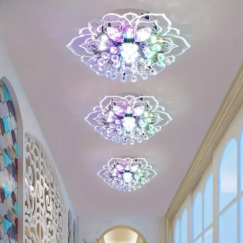 Modern Crystal Petals LED Ceiling Lights For Aisle Hallway Corridor Stairway Villa Gallery Kitchen Coffee Bar Indoor Lights