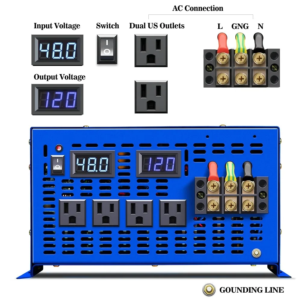 10000W reiner Sinus-Wechsel richter 24V 220V Solar-Wechsel richter Batterie bank konverter 12V/36V/48V/96V Gleichstrom auf 110V/120V/230V/240V. ac