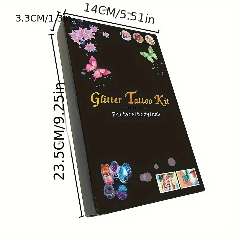 مجموعة مؤقتة لامعة مكونة من 24 لونًا، زجاجتان من الغراء، 3 قوالب، مجموعة مكياج الجسم اللامعة، مكياج لامع للمسرح، الهالوين