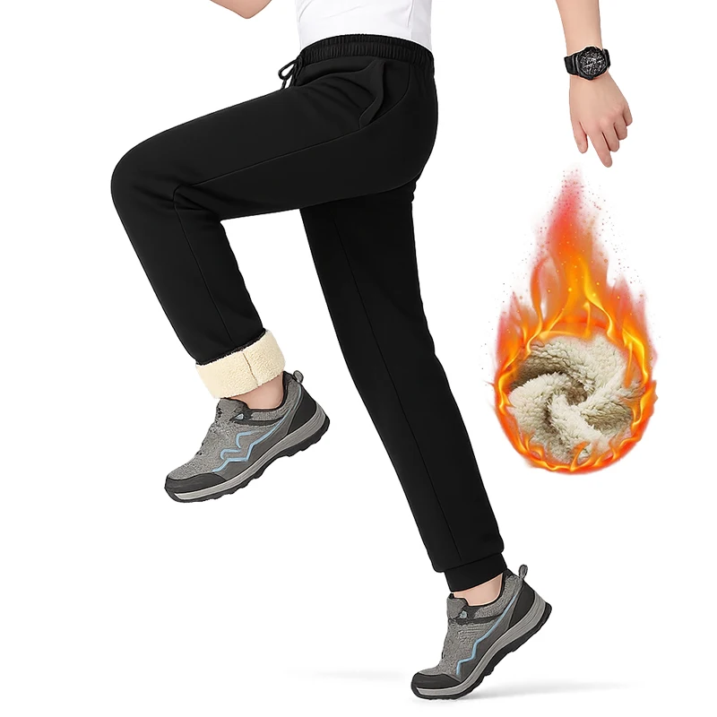 

Men’s Fleece Lined Warm Sweatpants Winter Casual Jogger Pants Thick Thermal Trousers Elastic Waist Drawstring Outdoor Sportswear