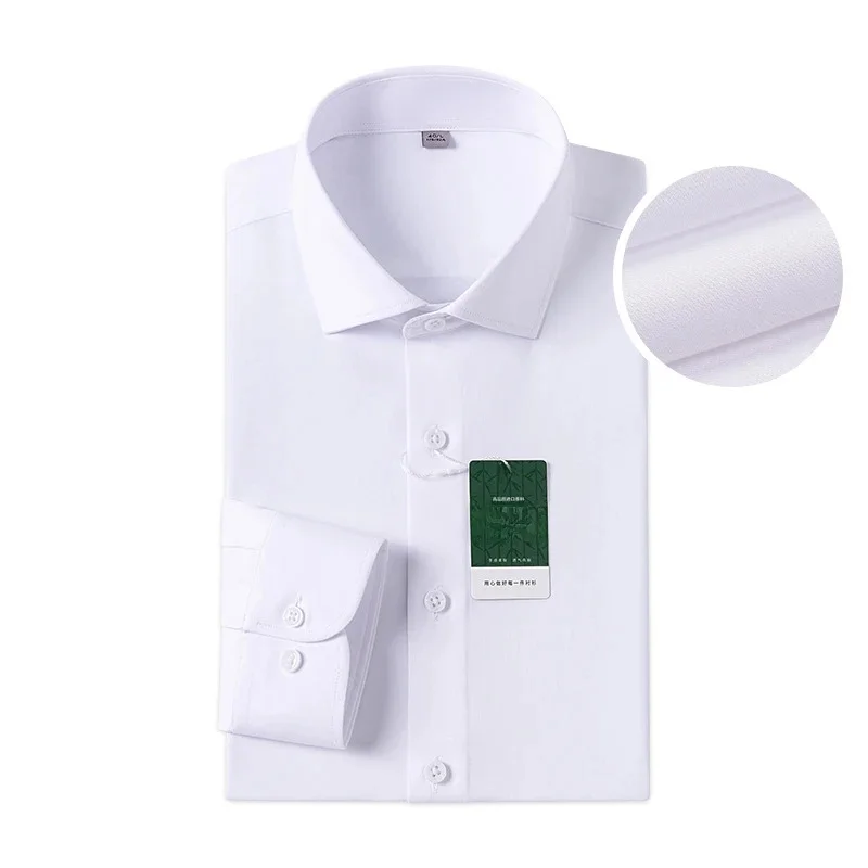 Windsor Collar Regular Cuff Dress Shirt Moda Męska z długim rękawem Luksusowe koszule biznesowe Solidne Łatwe w pielęgnacji Casual Social — zdjęcie 2
