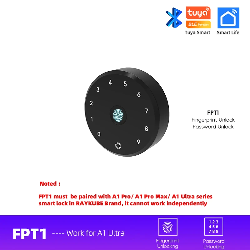 Nieuwe RAYKUBE A1 Ultra Tuya BLE Intelligent Elektronisch Deurslot Vingerafdruk Toetsenbord FPT1 Ontgrendelen Geen-dig Installatie voor Smart Home