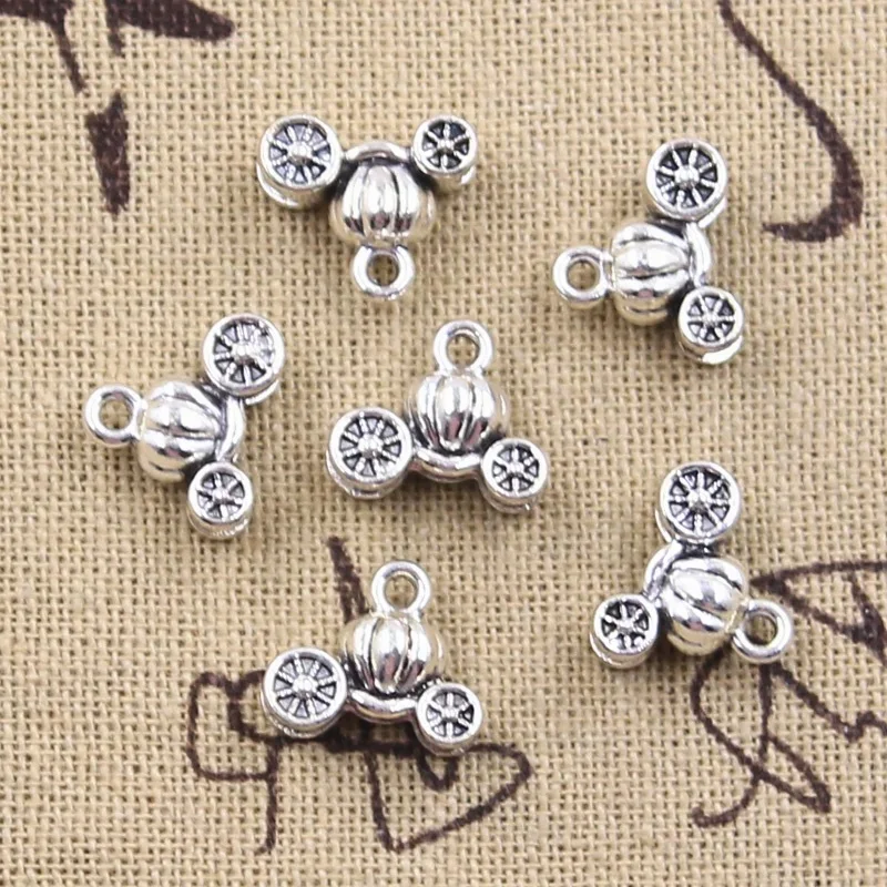 20 sztuk Charms piękny samochód w kształcie dyni 11x13x5mm Antique srebrny kolor wisiorki DIY rzemiosło dokonywanie ustalenia Handmade tybetański biżuteria — zdjęcie 2