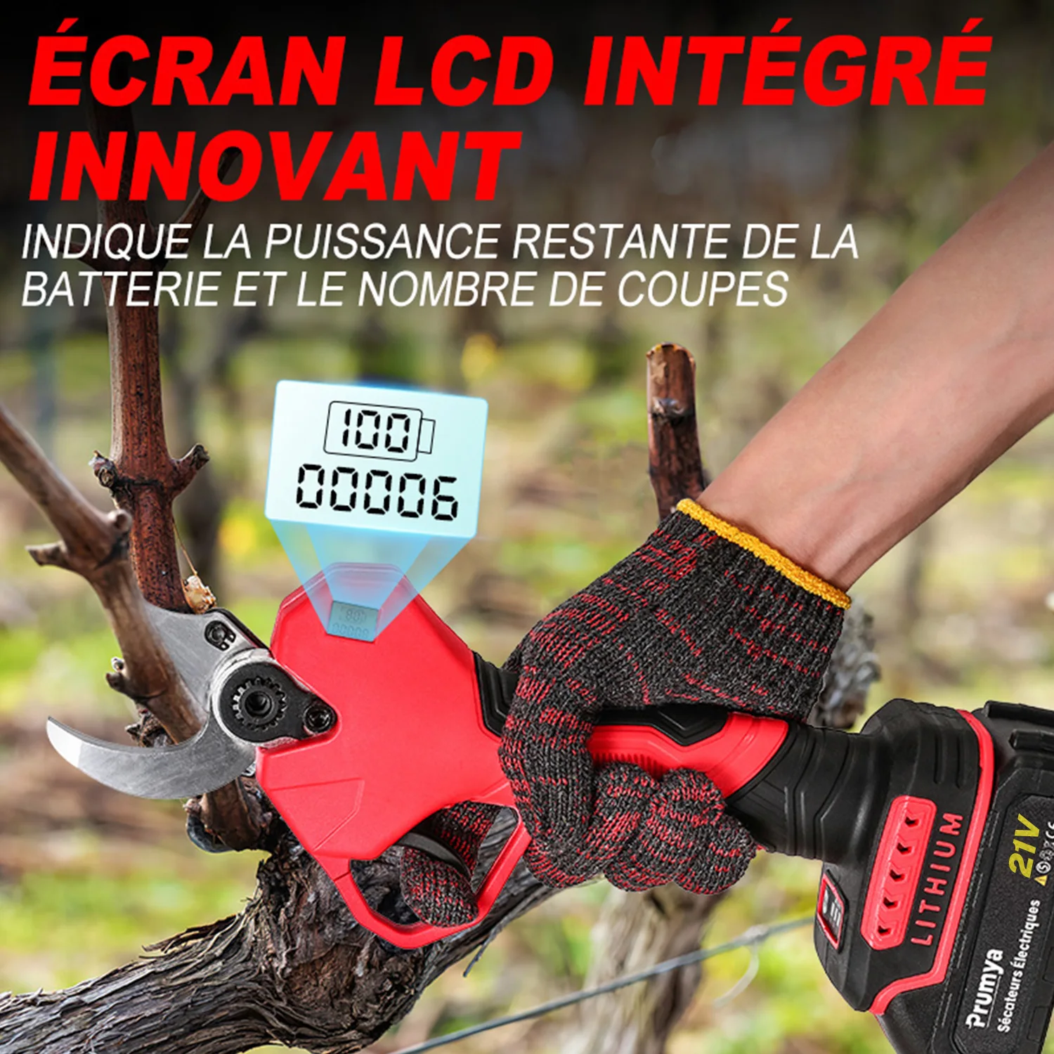 40 مللي متر مقصات التقليم الكهربائية بدون فرش شجرة الفاكهة اللاسلكية بونساي حديقة تشذيب المقصات الكهربائية مناسبة لزيوت البطارية 21 فولت