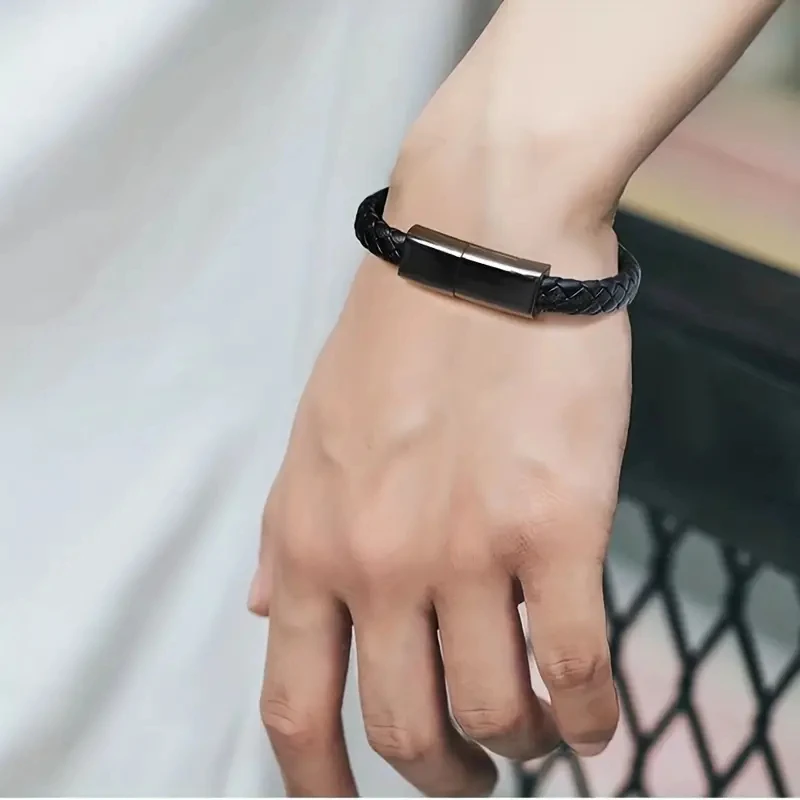 USB Charging Bracelet Cable Fashion Double Braided Wrist Data Charger Cord For IPhone Type-c Micro Mobile Phone