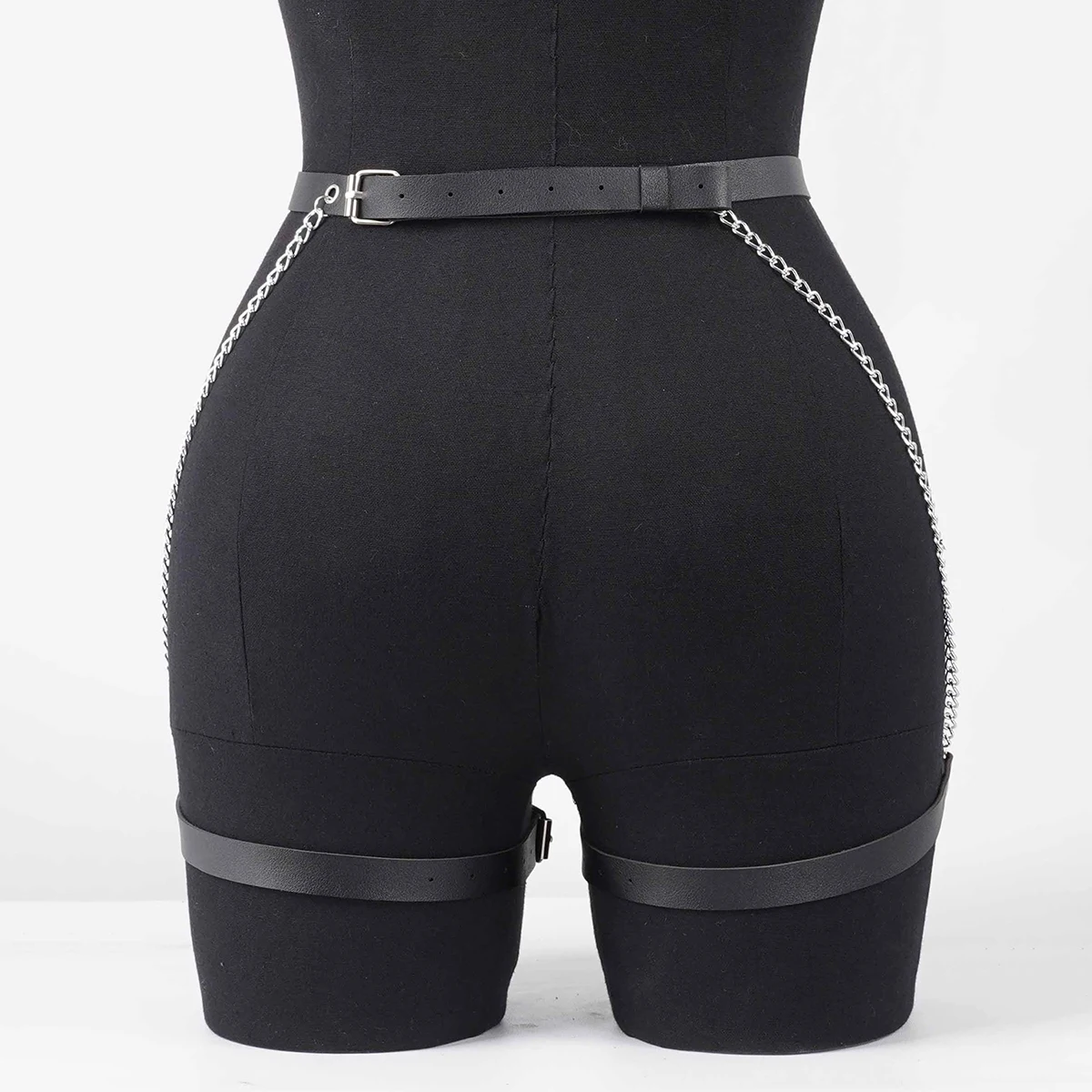 مثير حجم كبير حزام على شكل سلسلة النساء تسخير عبودية الملابس الداخلية الفخذ الرباط القوطية الملابس مهرجان الهذيان الزي الإكسسوارات #4