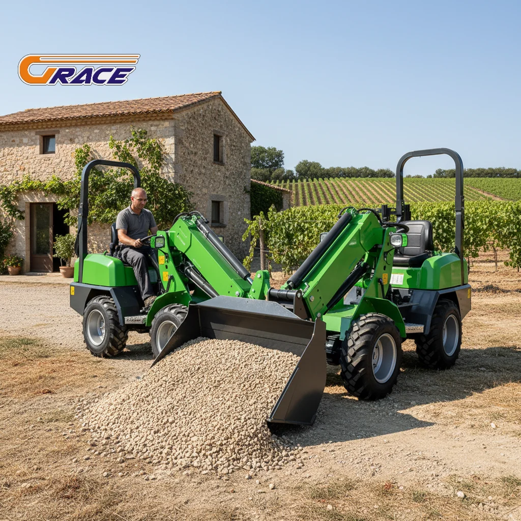Compact Mini Wheel Loader 4WD Diesel-Powered Front End Loader for Farm Garden Small Construction Material Handling