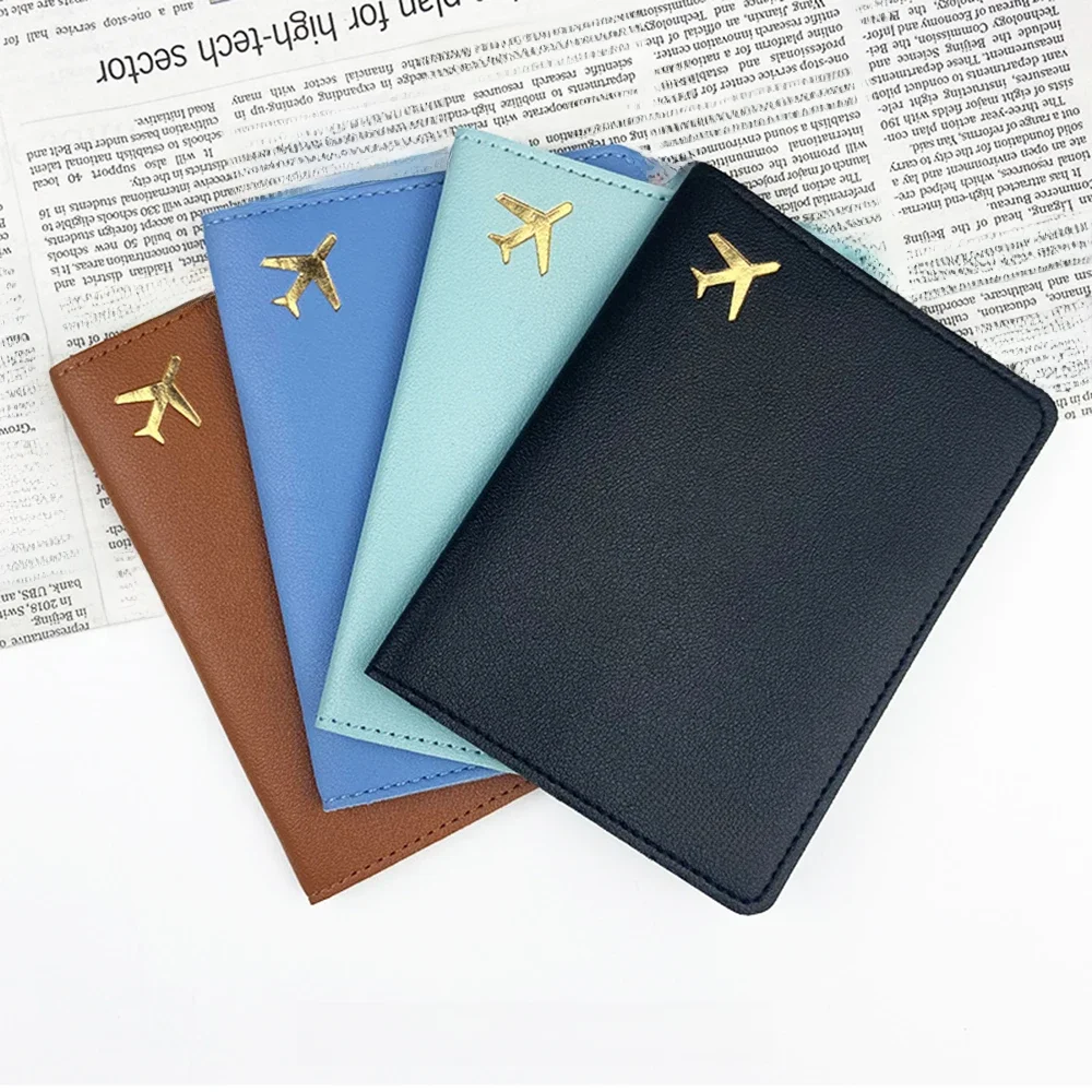 Couverture de passeport d'avion en or de luxe, nom personnalisé pour hommes et femmes, porte-passeport d'affaires, Logo personnalisé, initiales, accessoires de voyage