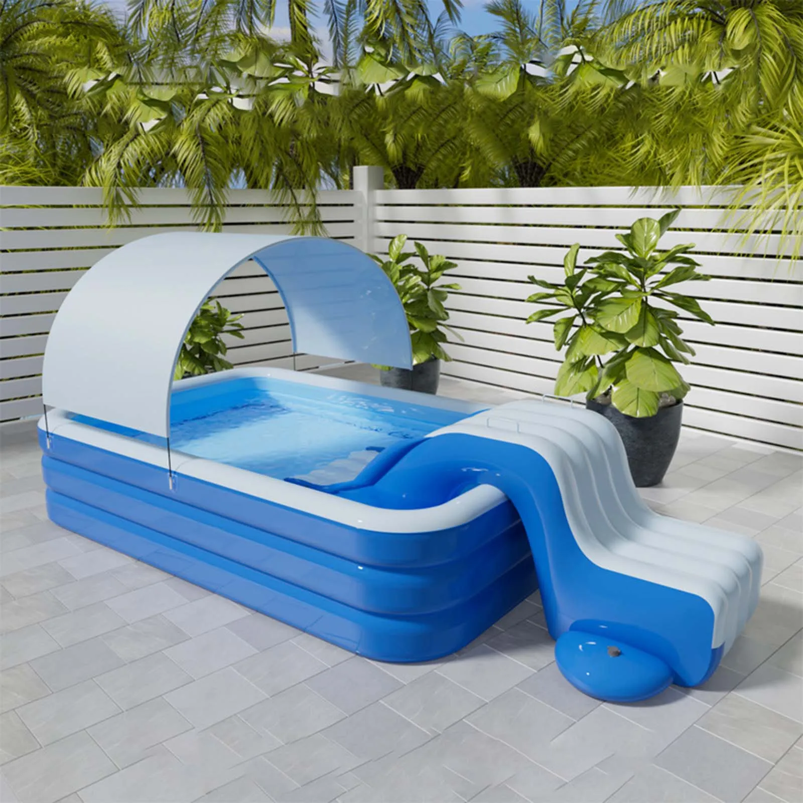 

Inflatable Pool Slide Widening Steps Swimming Pool Accessories Party Games for Outdoor Garden Balcony Summer Parties Play Center
