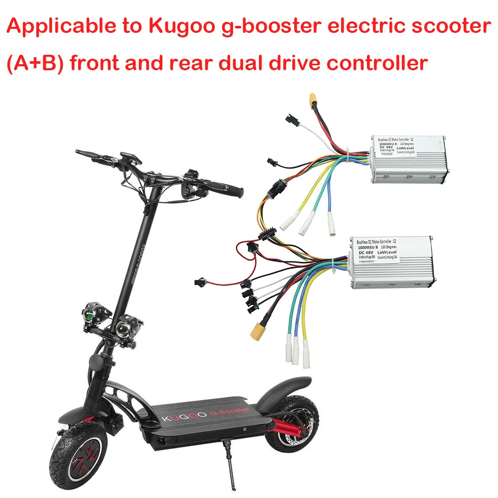 For KUGOO G-Booster Electric Scooter 48V 1000W Dual Controller LCD Display Dashboard Front and Rear Motor Drive Controller Kit