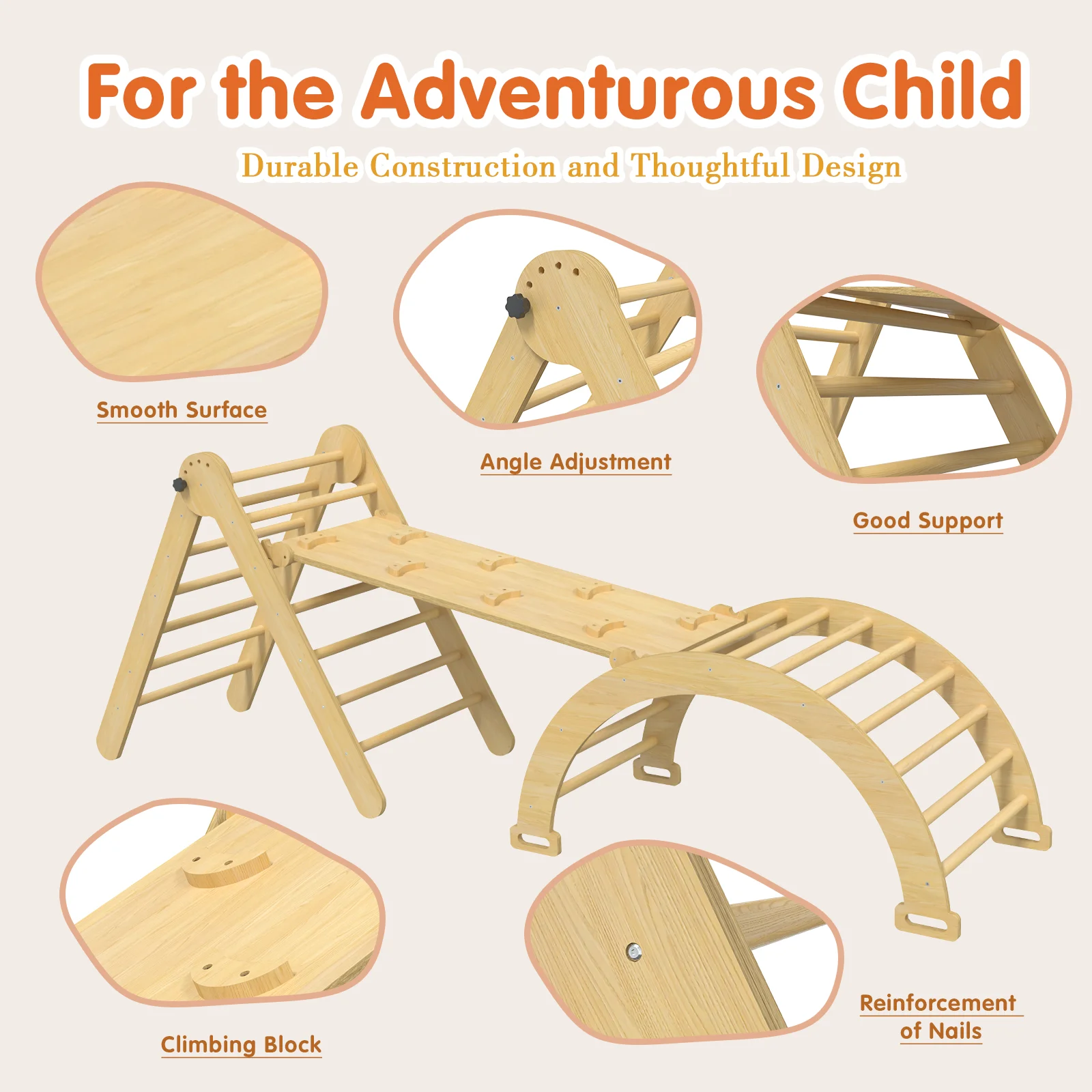 Треугольный набор Пиклер 5 в 1, натуральный