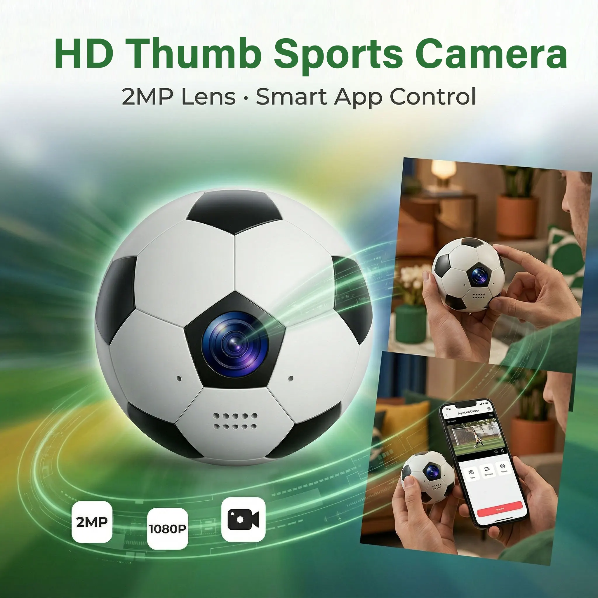 

Q8 Soccer Ball Action Camera–2.7K 120° Wide Angle Mini Sports Camera Portable Carabiner/Keychain Design for Outdoor,Hiking,Vlog