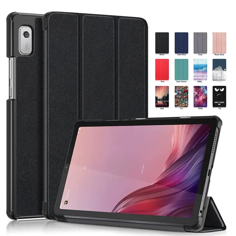 PU Couro Tablet Capa Magnética, Tri-Fold Stand, Funda Coque, Filme e Caneta, Lenovo Tab M9 2023