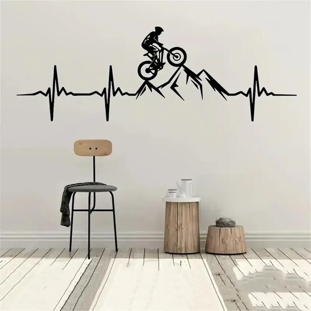 AliExpress 1 pc mountain bike heartbeat Wall Sticker Self Adhesive Vinyl Waterproof Wall Art Decal For Kids
