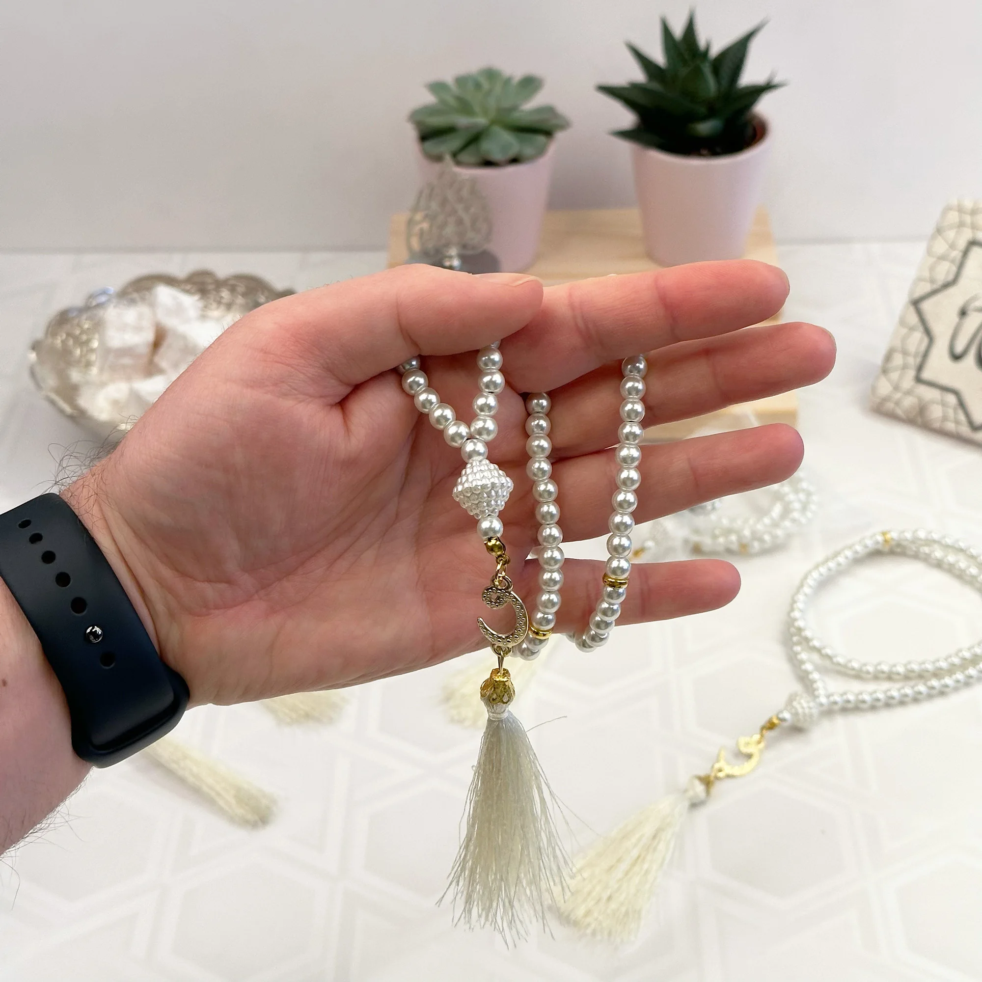 Tasbih Tasbeeh 99 Beads Eid Mubarak Pearl Prayer Islamic Ramadan Decoration Muslim Gifts Wedding Favors Blue Pink 10 Pieces Set