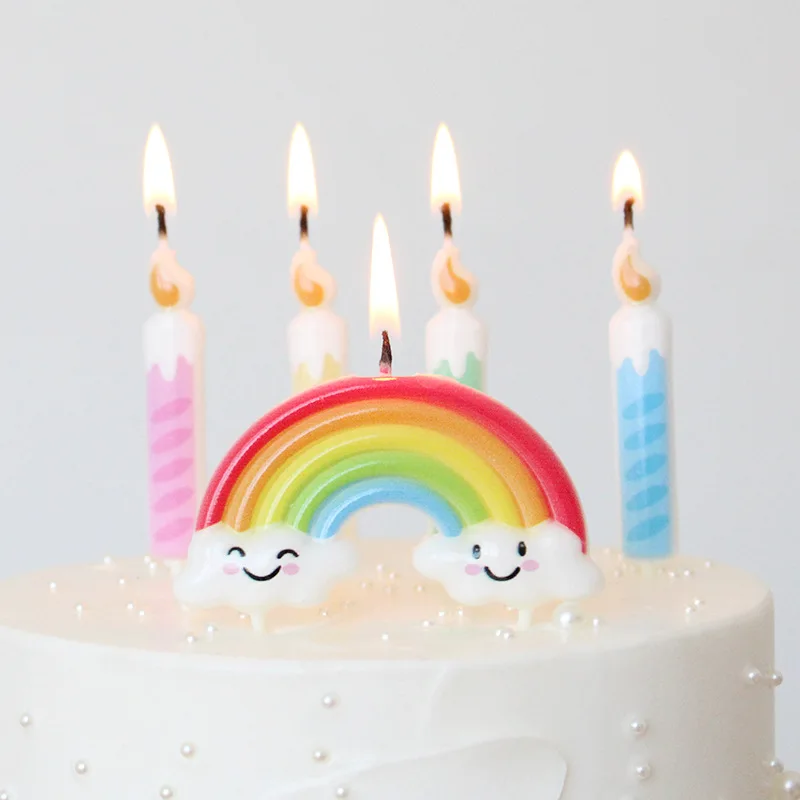 [KC Certification] FROMARTE Rainbow Rainbow Birthday Candle Cake Event Party Supplies Emotional Instagram Anniversary Event Party Candle