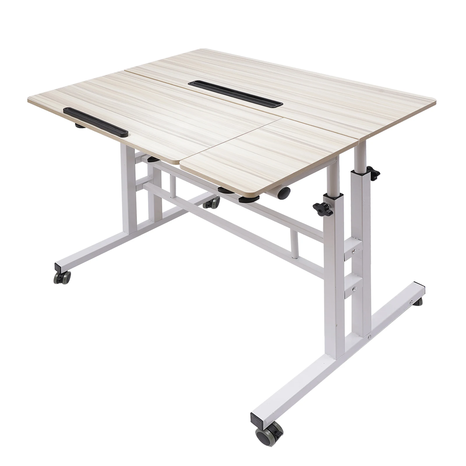 Mobile Standing Desk Stand Up Desk, Height Adjustable Home Office Desk with Standing & Seating 2 Modes, Tilting Tabletop